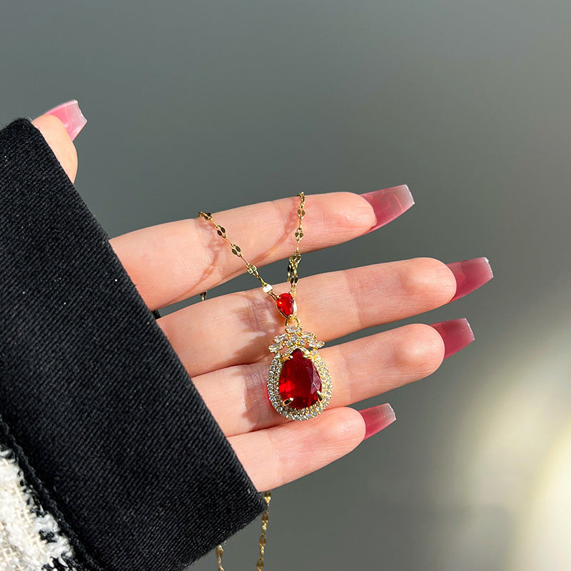 Skyz Red Eternal Elegance Halskæde - 18k Guldbelagt