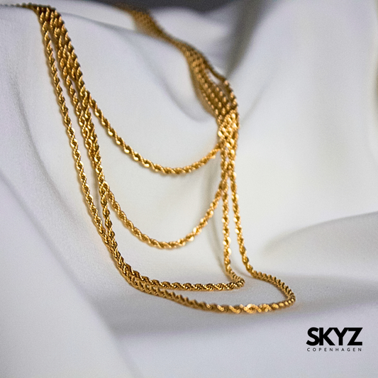 Skyz Rope Choker Multilayer Halskæde - 18k Guldbelagt