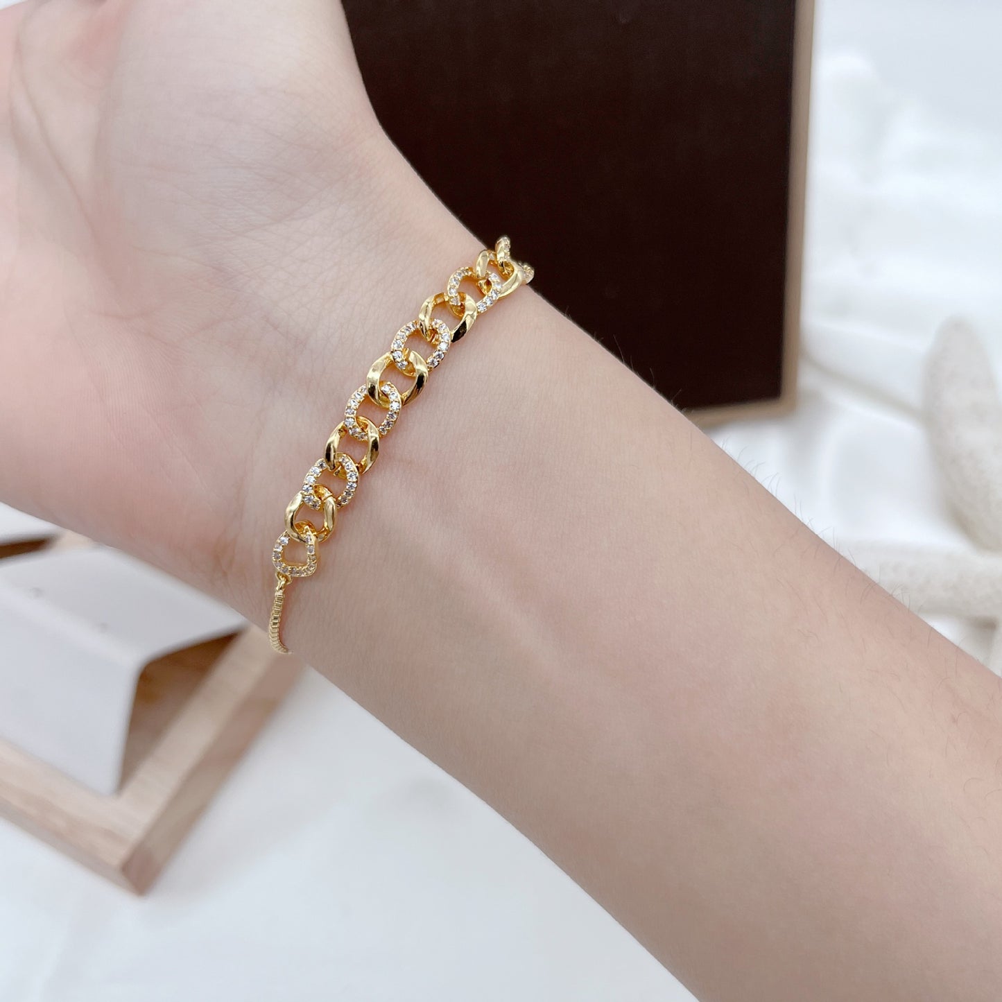 Skyz Chunky Gold Armbånd - 18k Guldbelagt Zirkonia