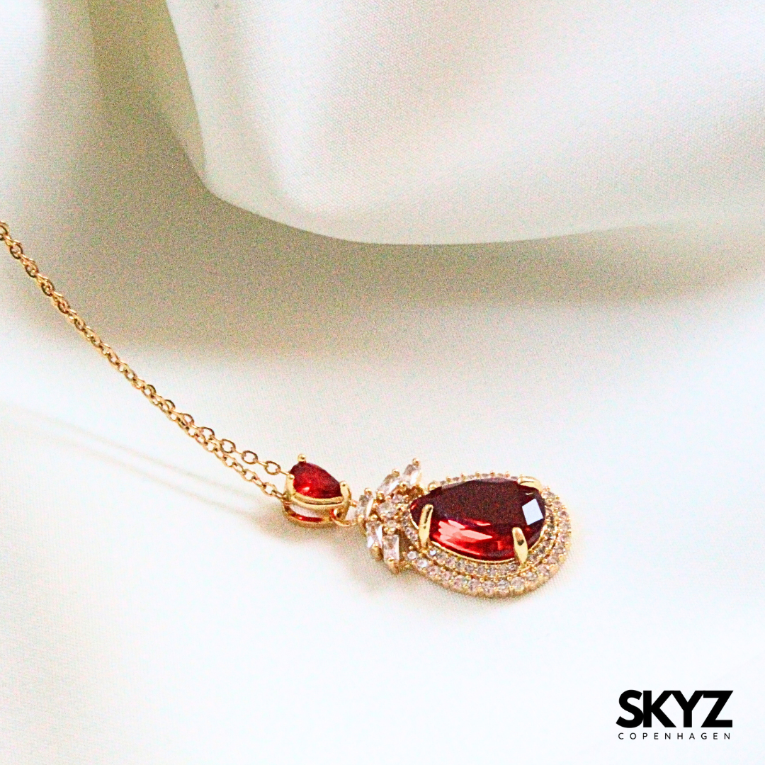 Skyz Red Eternal Elegance Halskæde - 18k Guldbelagt