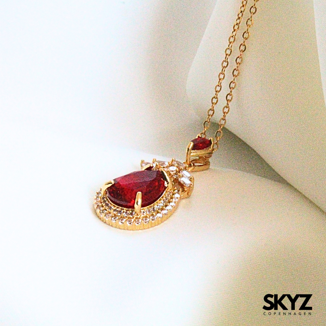 Skyz Red Eternal Elegance Halskæde - 18k Guldbelagt