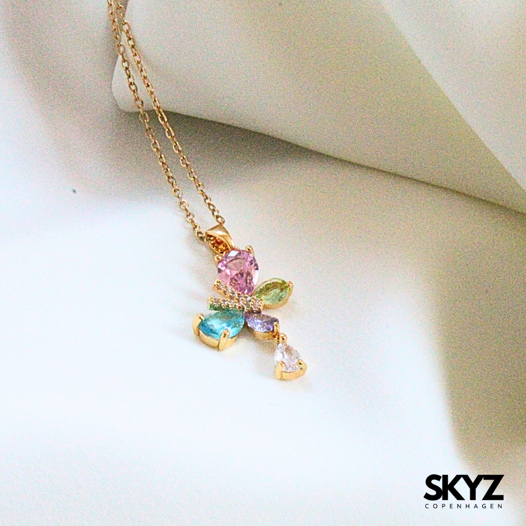 Skyz Cute Farverig Buttefly - 18k Guldbelagt