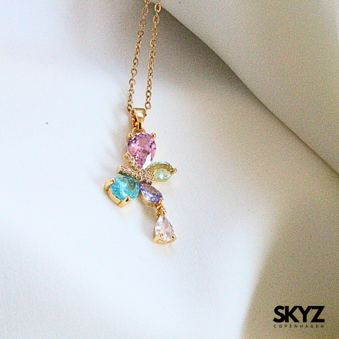 Skyz Cute Farverig Buttefly - 18k Guldbelagt