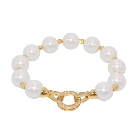 Skyz Gold Pearl Armbånd M. Zirkon