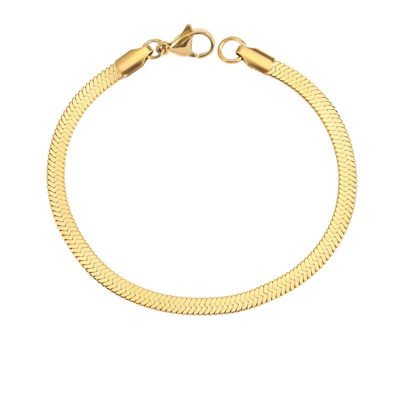 Skyz Flad Slange Armbånd 4mm/18cm - 18K Guldbelagt